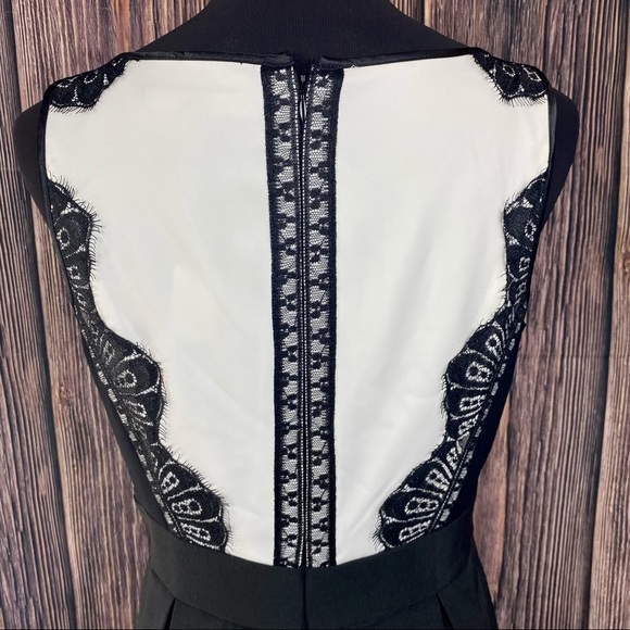 WHITE HOUSE BLACK MARKET Lace Fit & Flare Pleated Tuxedo Dress with Pockets - Picture 6 of 10